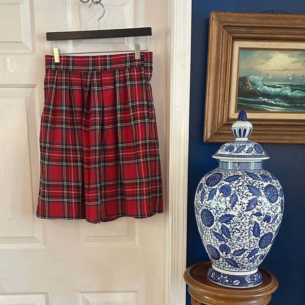 Women’s Vintage Katie Brooke Made in the USA Checkered Plaid Wool Blend Shorts